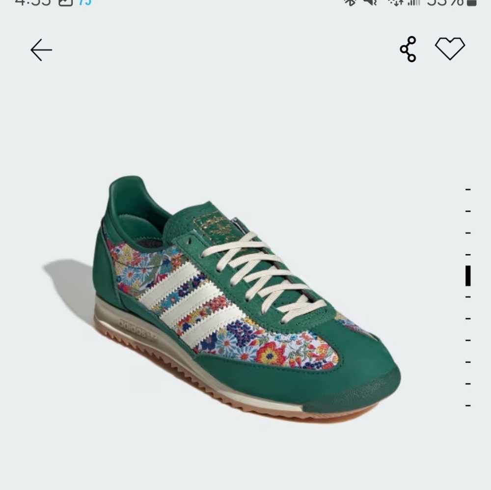 New!! Adidas SL 72 OG x Liberty London Shoes - Green Floral